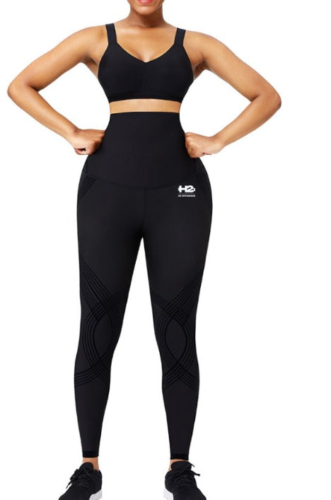 Black & Grey High-Waisted Compression leggings